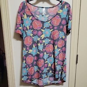 LuLaRoe Floral Short Sleeve Top - Pink, Blue, Yellow
